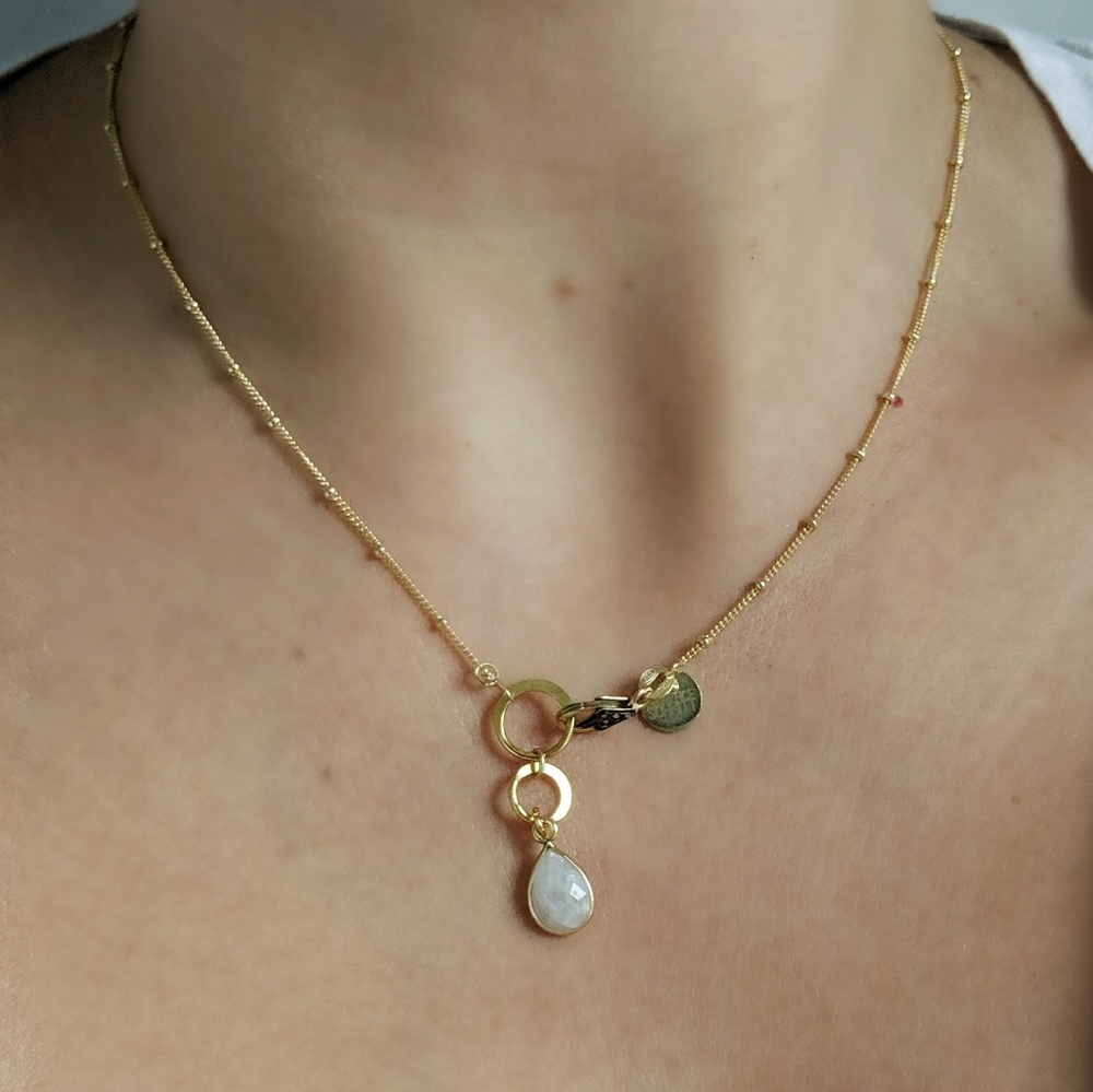 Moonstone and Diamond Clasp Vermeil Necklace